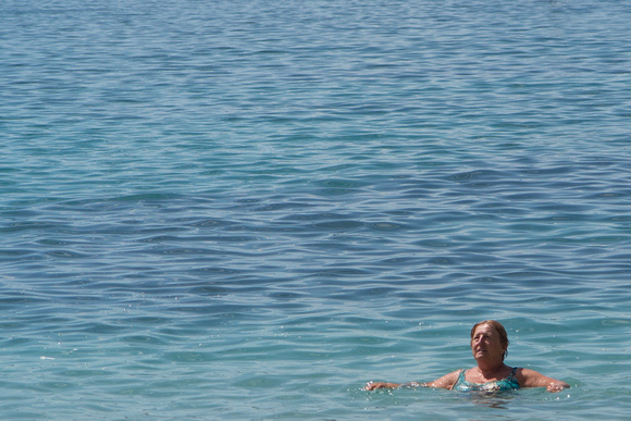 Mom swimming in Mediterranean